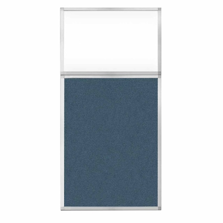 Versare Hush Panel Configurable Cubicle Partition 3' x 6' W/ Window Caribbean Fabric Clear Window 1812503-2
